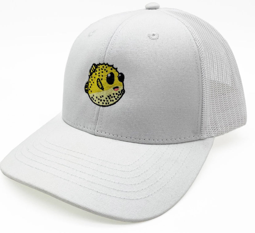 Classic Structured Trucker Mesh Back Hat with Adorable Pufferfish Embroidery