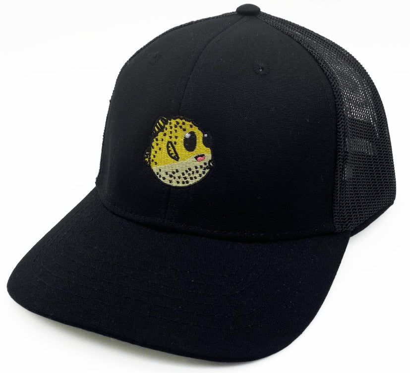 Classic Structured Trucker Mesh Back Hat with Adorable Pufferfish Embroidery