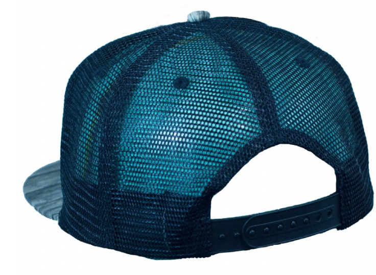 Flat Bill Trucker Hat with Wood Print Design