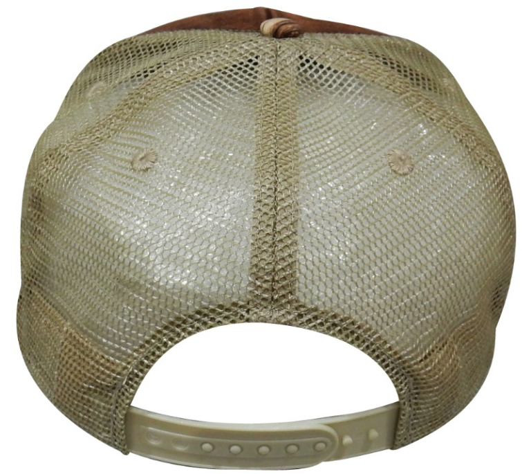 Flat Bill Trucker Hat with Wood Print Design