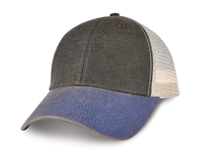 Structured overdye mesh hat with plastic snap closure