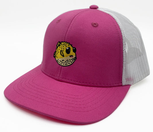 Classic Structured Trucker Mesh Back Hat with Adorable Pufferfish Embroidery