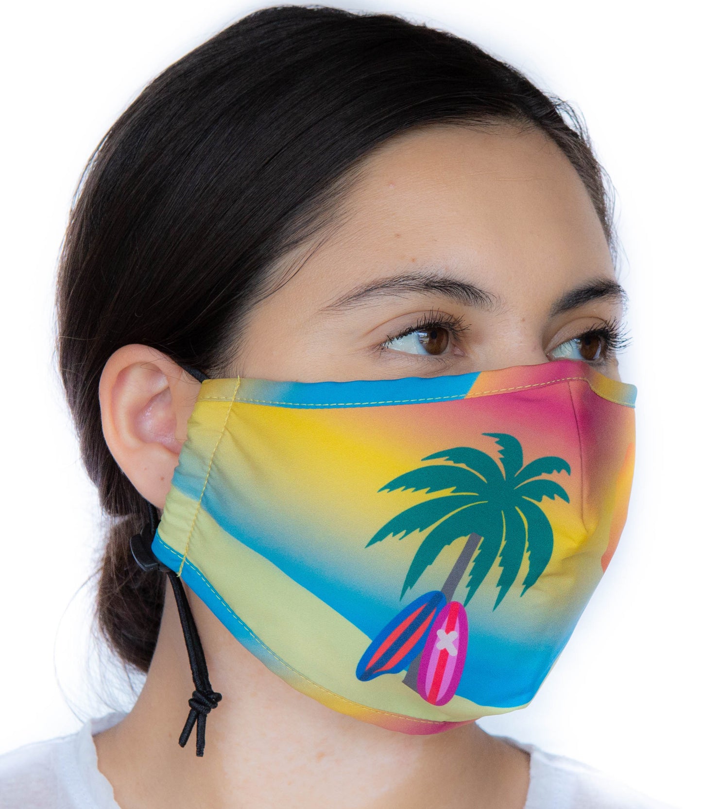 3 Layer Large Fabric Facemask W/Toggles  (24 Colors)