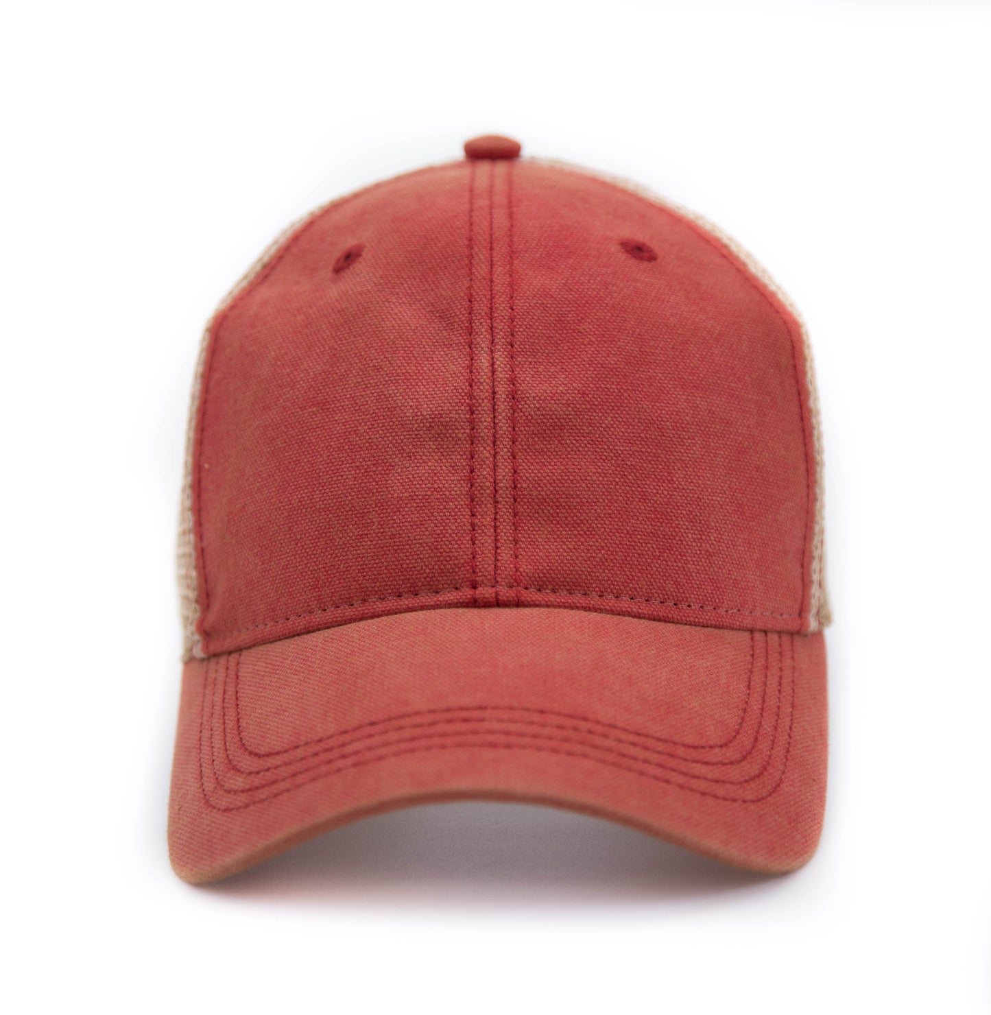 Structured Overdye Trucker Hat with Plastic Snap Closure