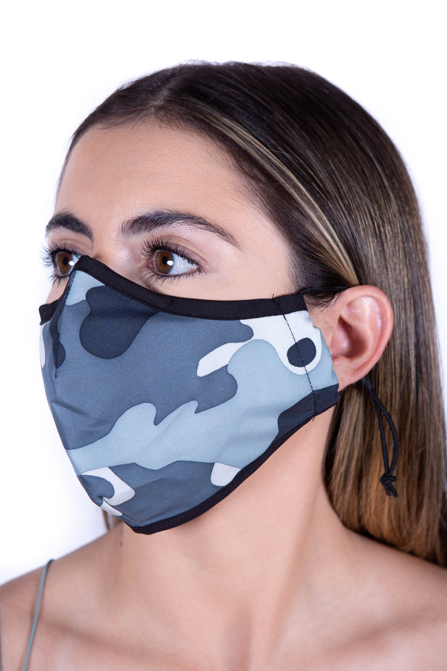 Low Profile 2 Layer Fabric Facemask: Nose Wire, Water Repellent, Washable & Breathable Face Mask w/Adjustable Sliders (8 Colors)
