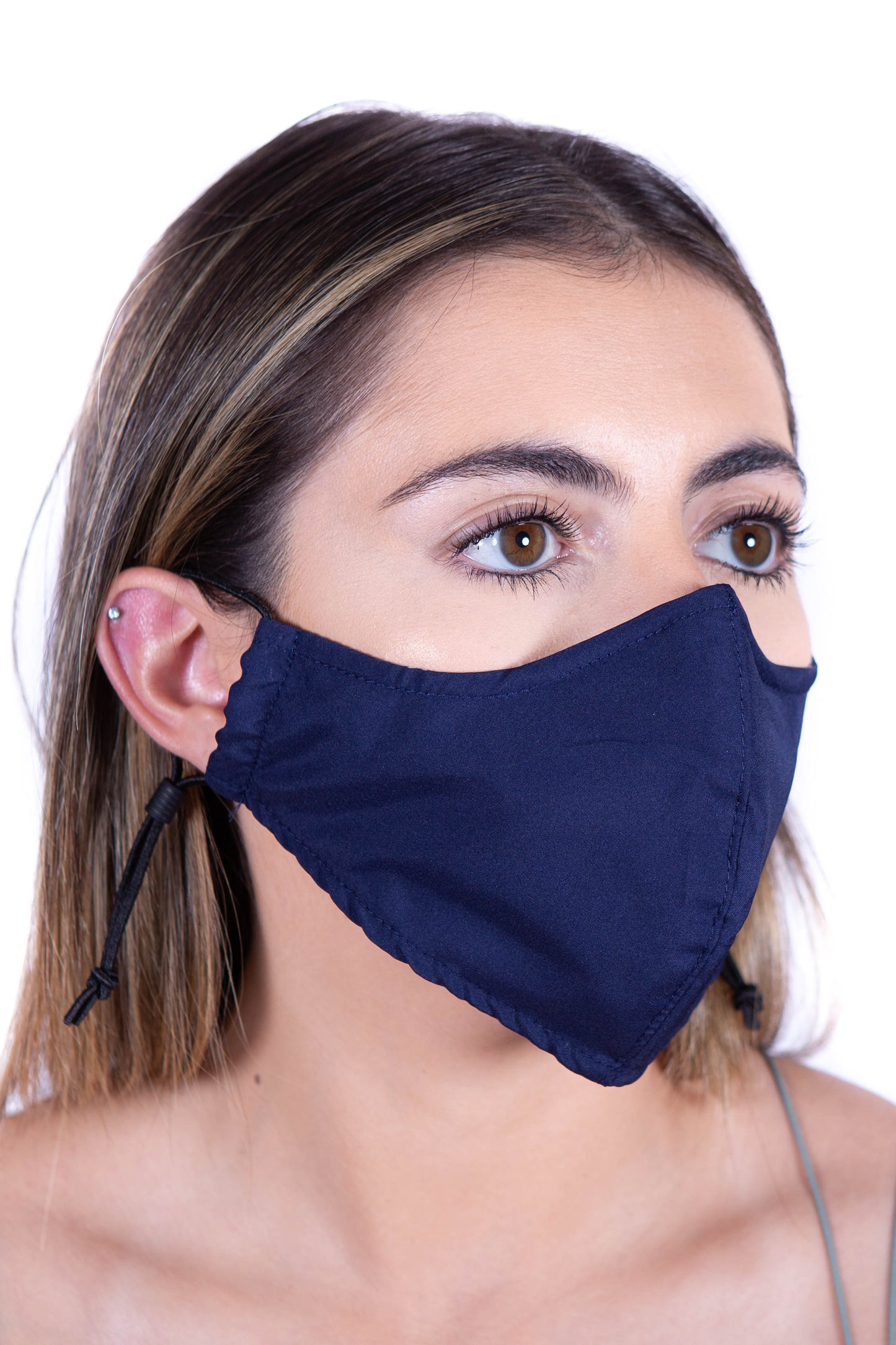 Low Profile 2 Layer Fabric Facemask: Nose Wire, Water Repellent, Washable & Breathable Face Mask w/Adjustable Sliders （ 7 Colors）